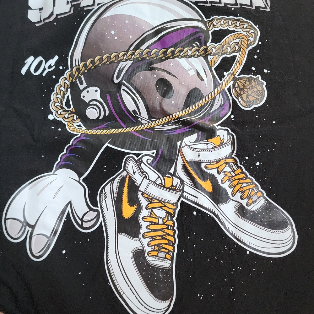 Black Graphic Tee with Sneakers Design